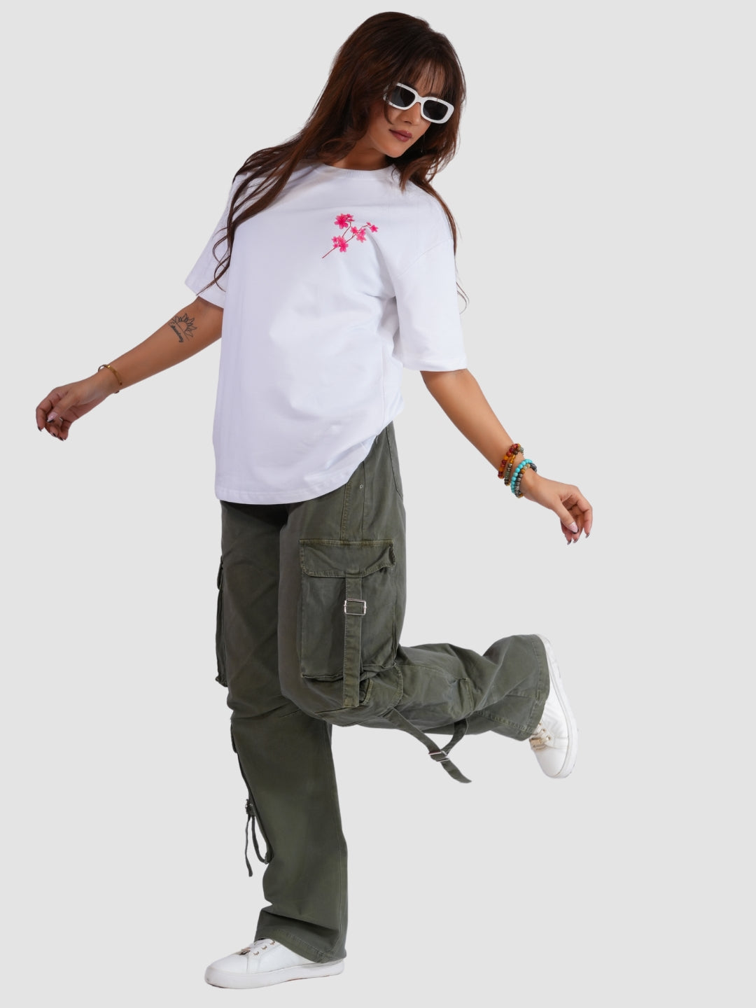 White Flower Oversized T-shirt