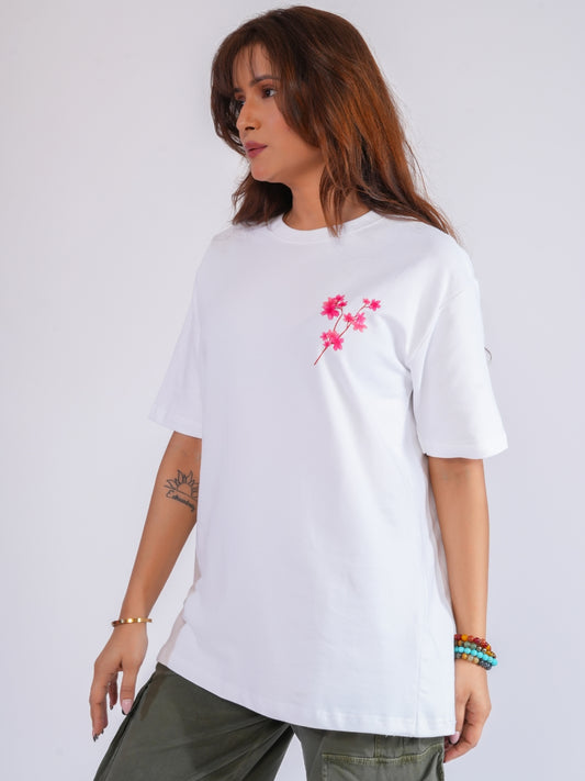 White Flower Oversized T-shirt