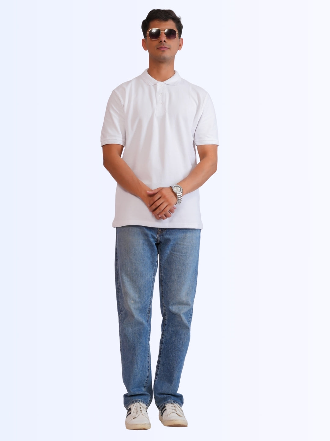 Men's Classic Polo Cotton White T-Shirt