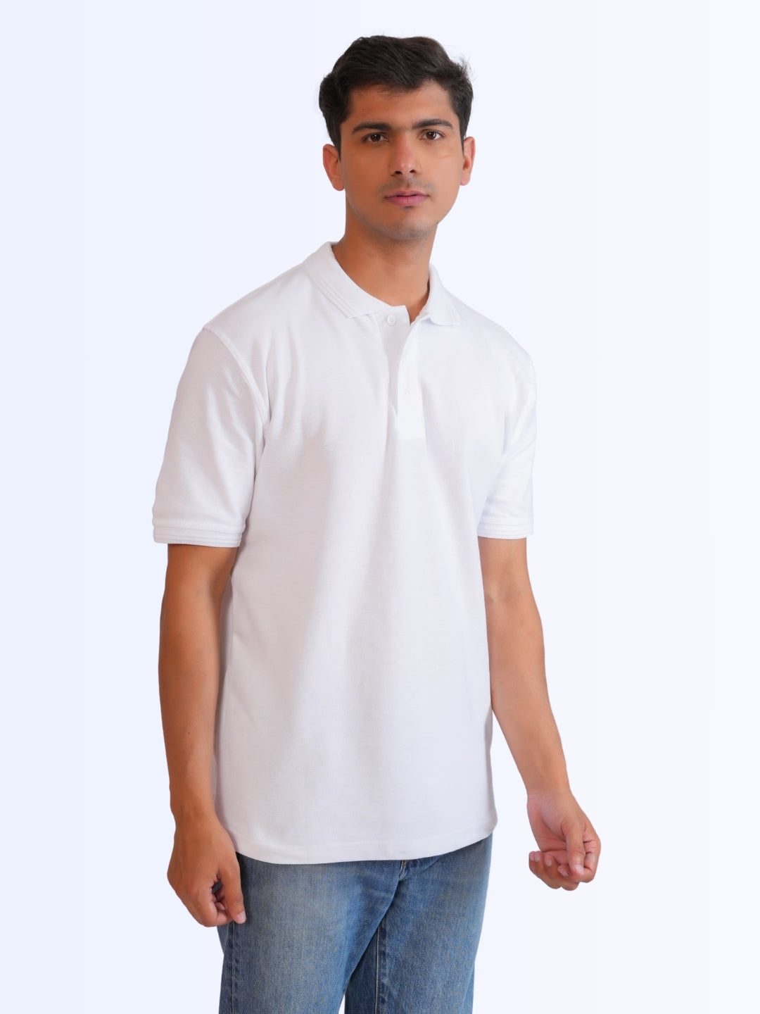 Men's Classic Polo Cotton White T-Shirt