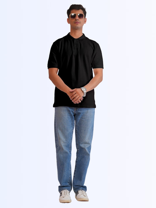 Men's Classic Polo Cotton Black T-Shirt
