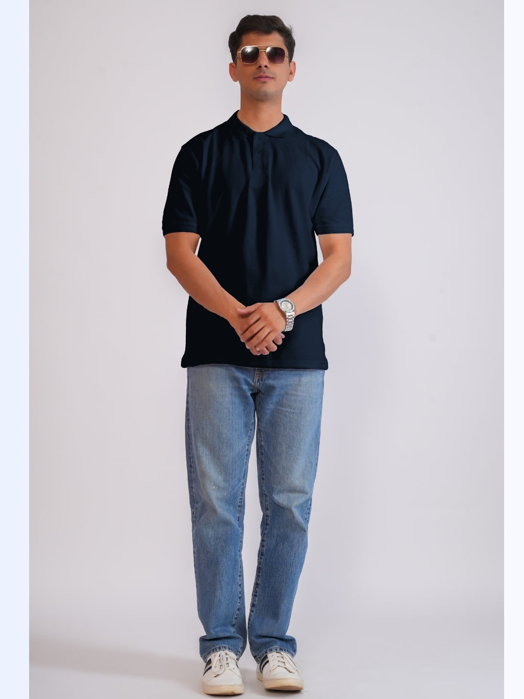 Men's Classic Polo Cotton Blue T-Shirt