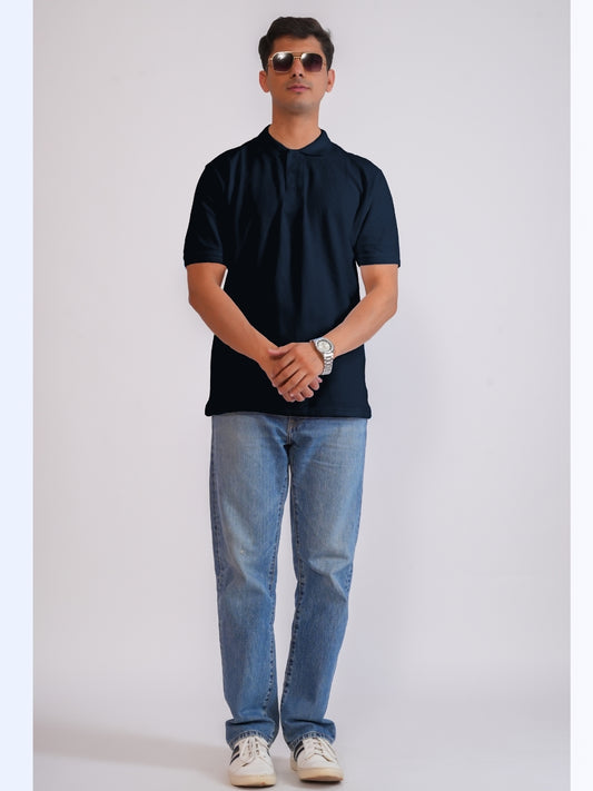 Men's Classic Polo Cotton Blue T-Shirt