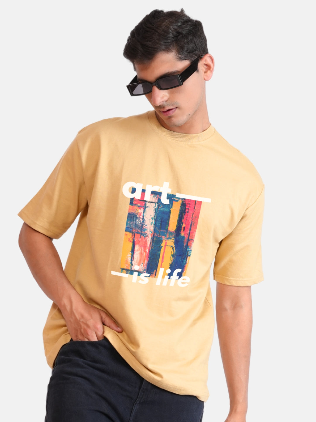 Beige Art Is Life Oversized T-shirt
