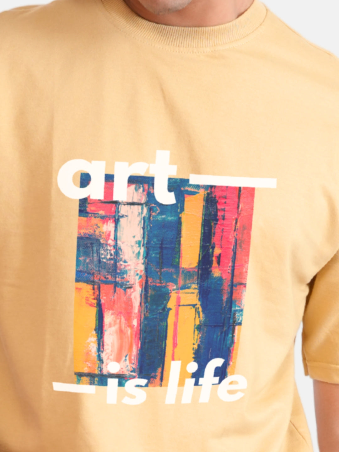 Beige Art Is Life Oversized T-shirt